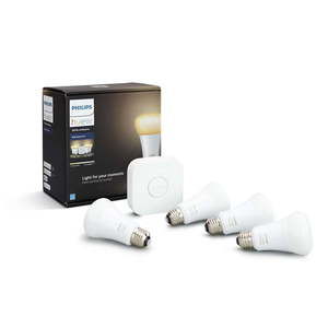 Philips Hue White Ambiance A19 Smart Light Starter Kit, 60W LED, 4-Pack